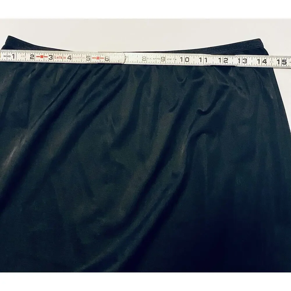 VANITY FAIR VINTAGE NYLON LACE LINGERIE HALF SLIP SKIRT Size Small Black